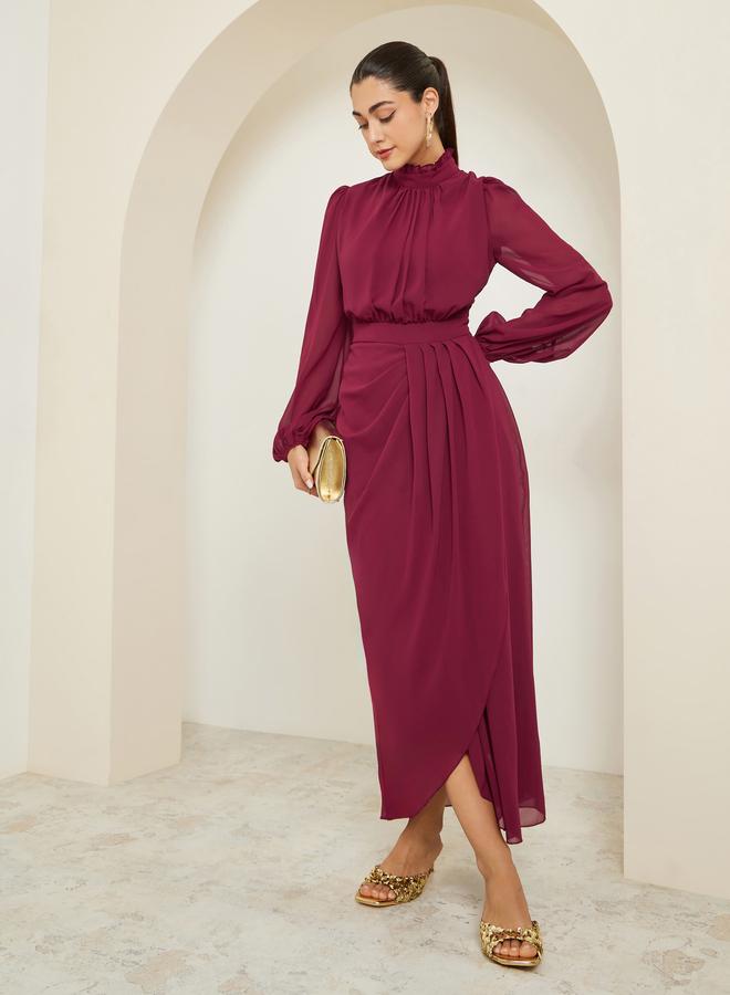 Styli Red Long Sleeves Wrap Maxi Dress - Image 2